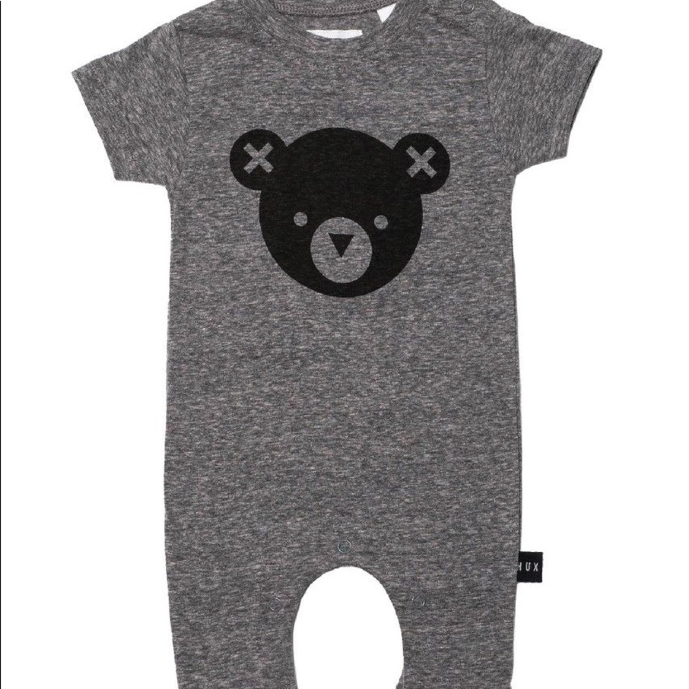 Huxbaby Grey Bear Short Romper 12/18M
